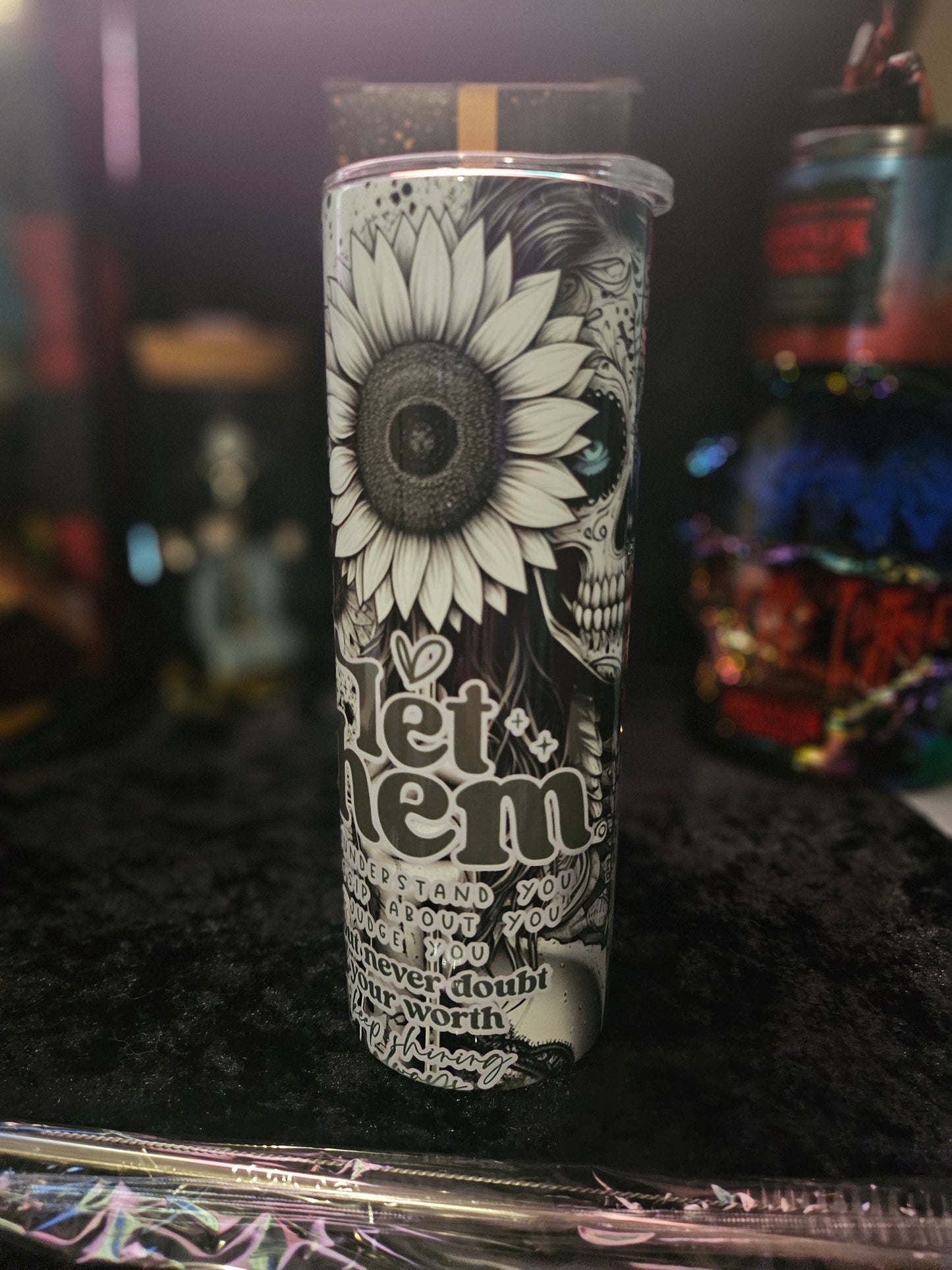 20 oz tumbler: Let them sugar lady skull